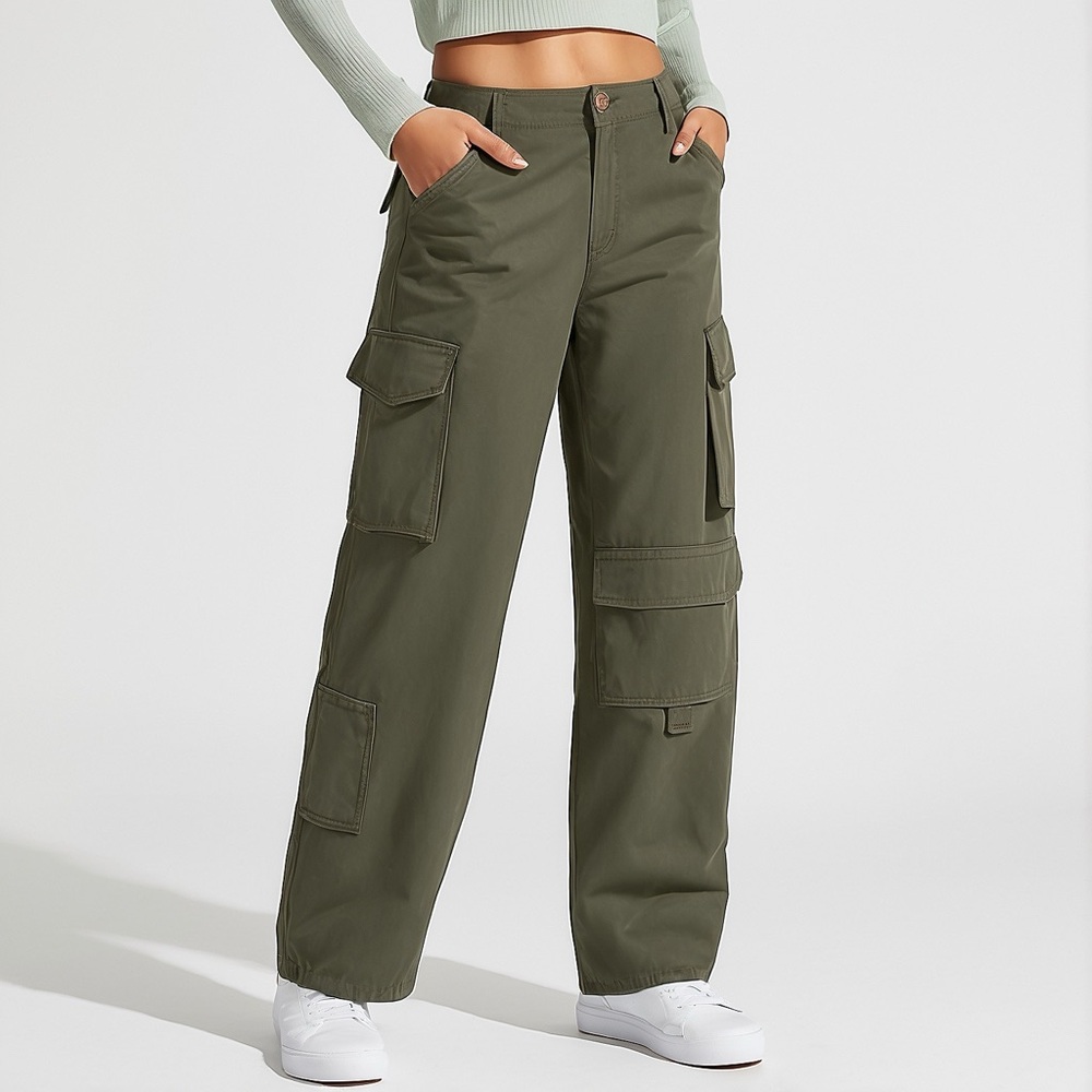 100% Cotton Olive Green Cargo Pants